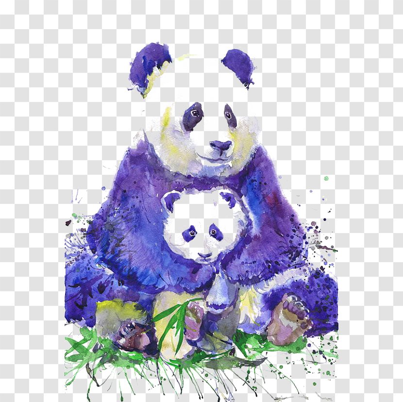 Giant Panda T-shirt Watercolor Painting Artist Trading Cards - Heart - Cartoon Transparent PNG