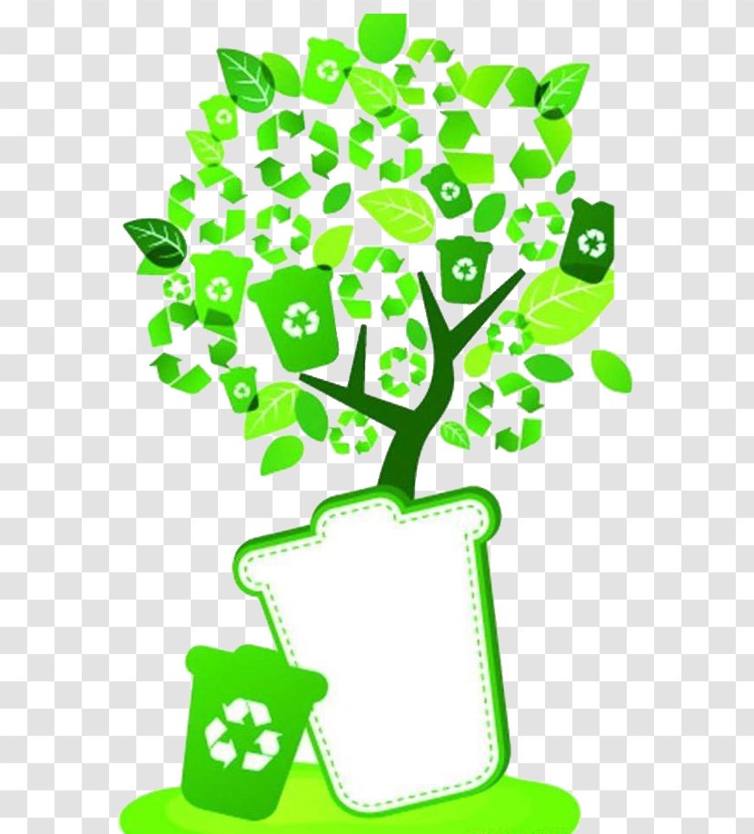 Waste Container Recycling Bin Environmental Protection - Flower - Green Tree Transparent PNG