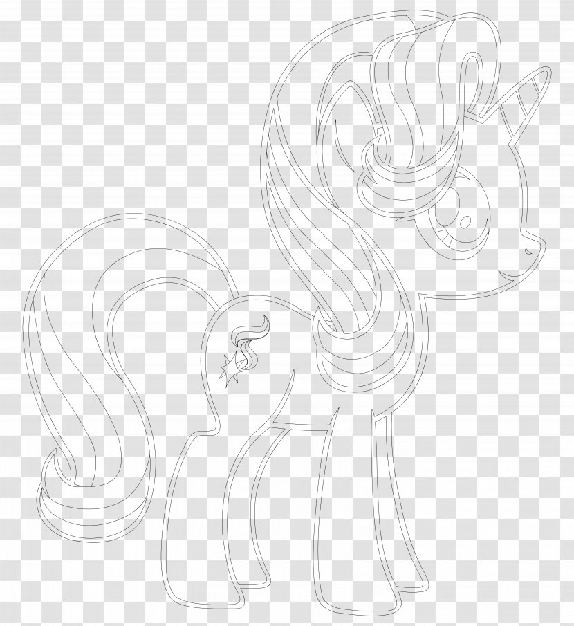 Line Art Cartoon Horse Sketch - Silhouette Transparent PNG