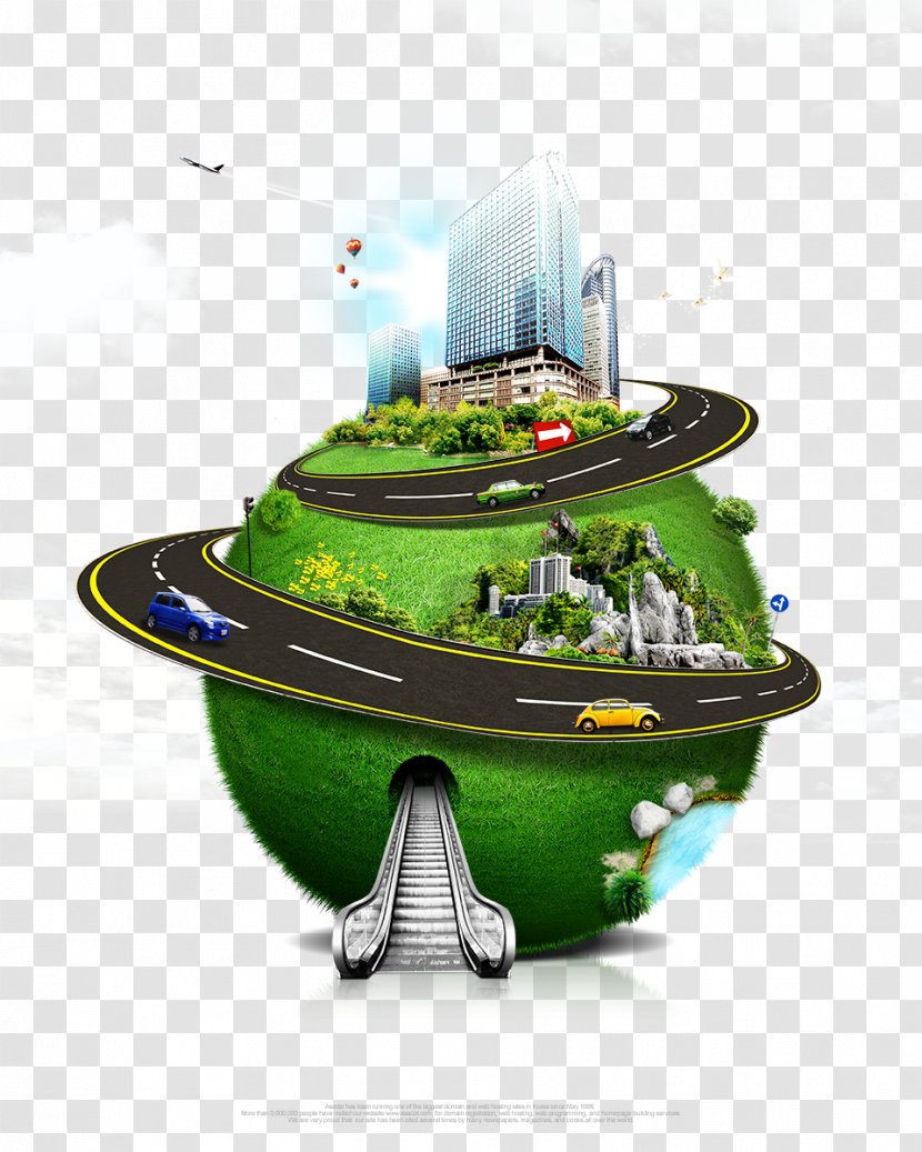 Environmental Protection Architecture Poster Illustration - Climb Along The Earth City Transparent PNG
