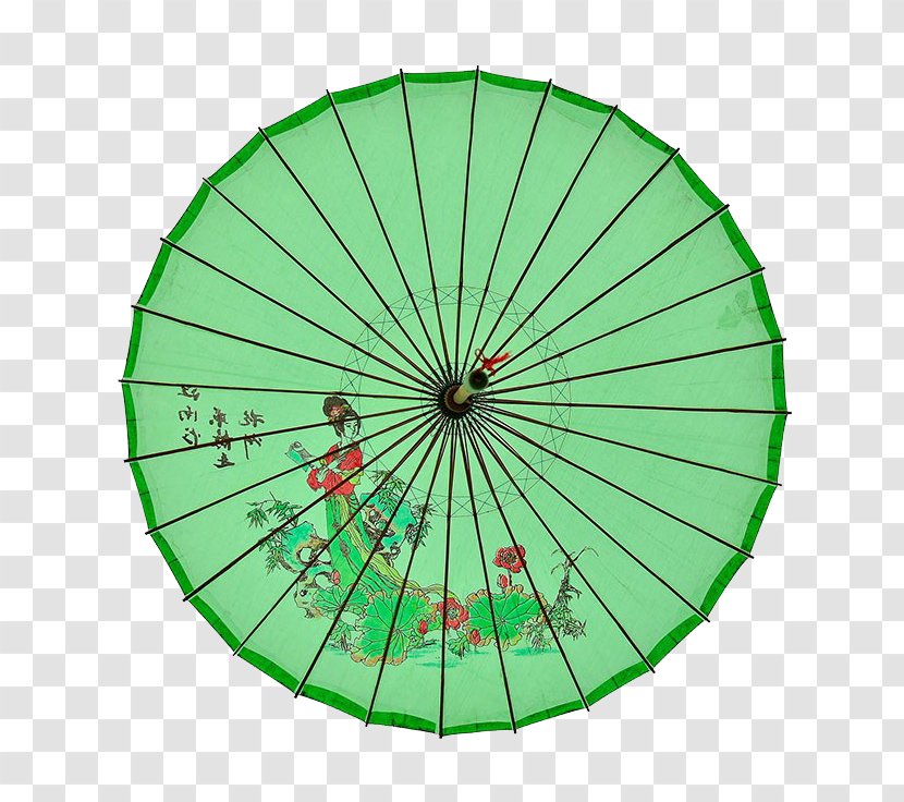 Oil-paper Umbrella T-shirt Fashion Accessory - Tshirt - Green Close-up Transparent PNG