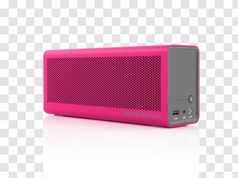 Battery Charger Wireless Speaker Braven 805 Loudspeaker - Pink - Bluetooth Transparent PNG