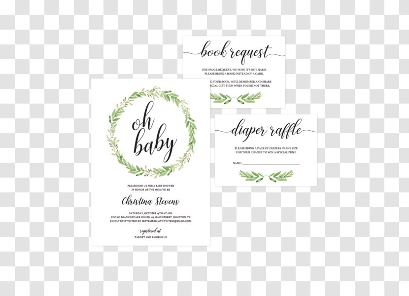 Baby Shower Wedding Invitation Diaper Party Infant - Game - Greenery Transparent PNG