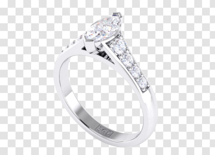 Wedding Ring Silver Platinum Product Design - Jewellery - Marquise Diamond Rings Transparent PNG