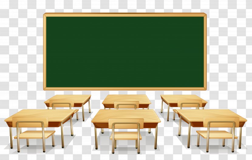 Classroom Comanche Springs Elementary Clip Art - Furniture - With Green Board And Desks Clipart Image Transparent PNG