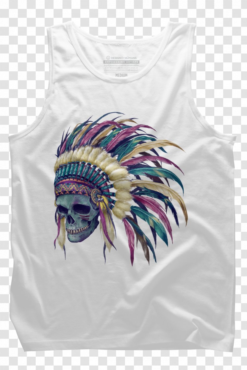 T-shirt Top Calavera Sleeve - Tshirt - Indian Headdress Transparent PNG