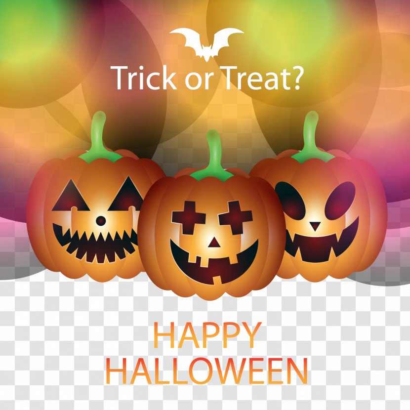 Jack-o-lantern - Halloween - Vector Pumpkin Bokeh Background Transparent PNG