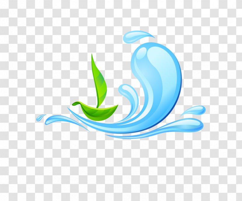 Blue Green Drop Clip Art - Royaltyfree - Water Droplets Leaf Transparent PNG