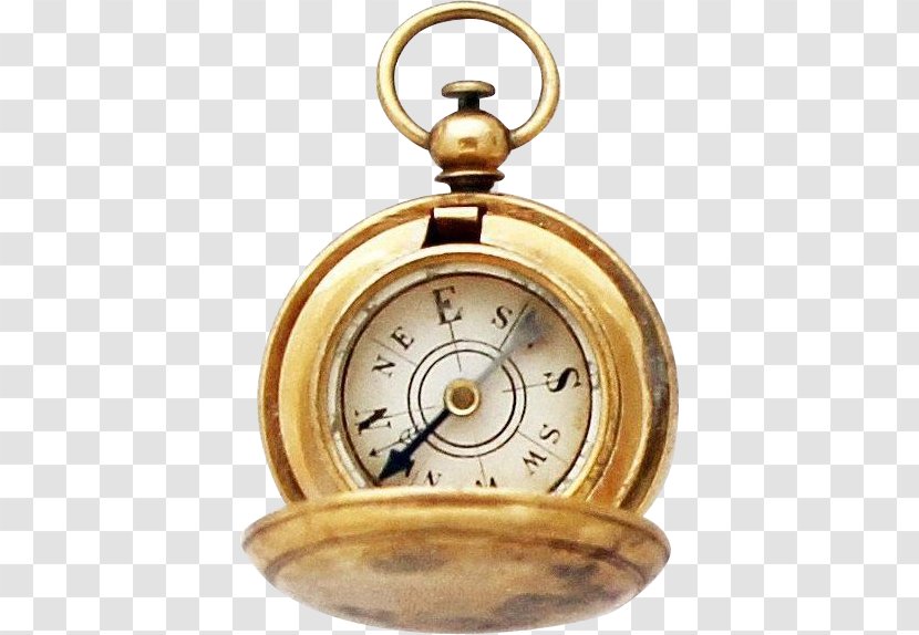 Compass Antique Clock - Charms Pendants - Vintage Transparent PNG