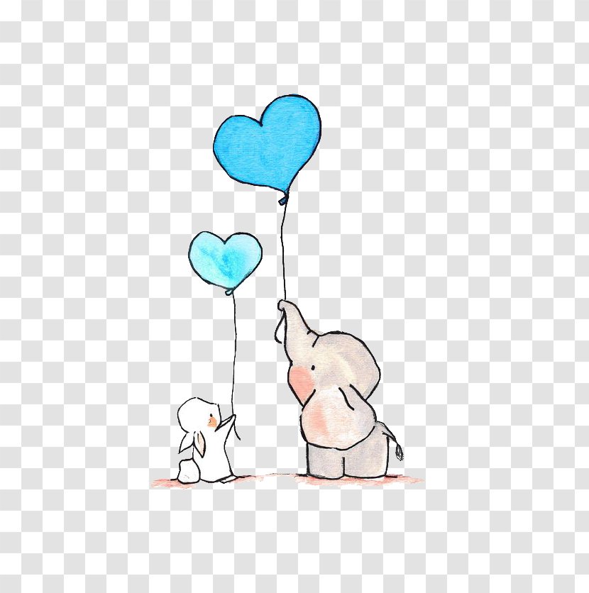 Easter Bunny Little White Rabbit Elephant - Heart - Illustration Transparent PNG