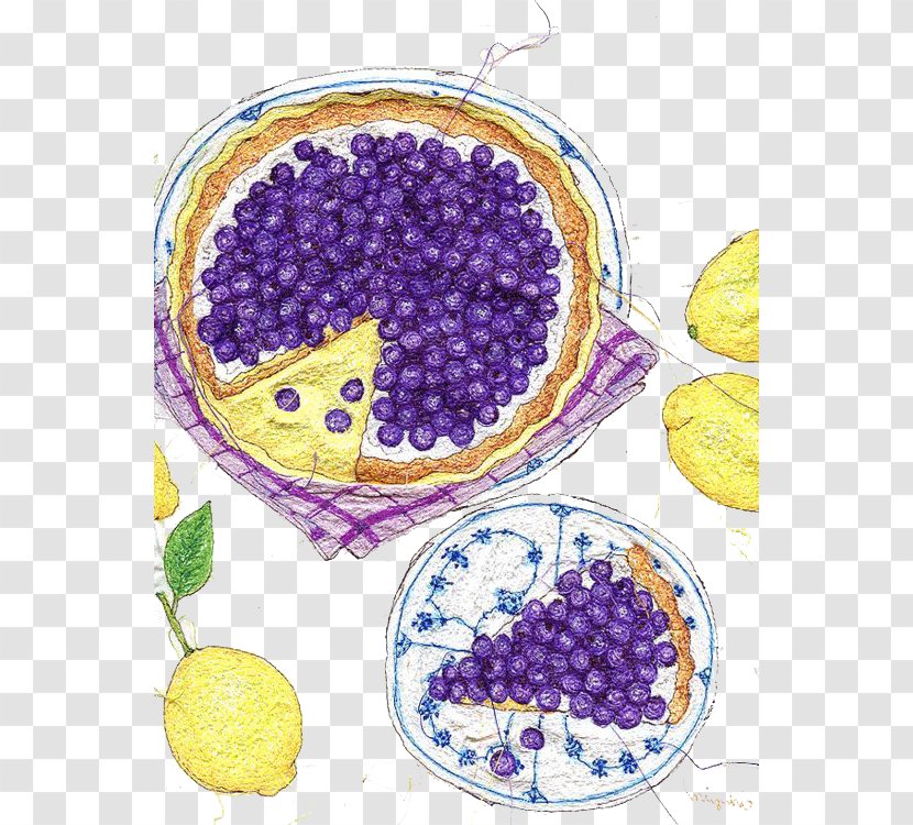 Pencil Drawing Watercolor Painting Paper Illustration - Violet - Cartoon Blueberries Transparent PNG