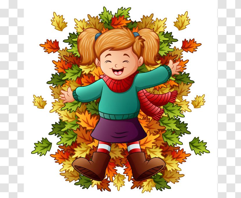 Cartoon Leaf Autumn Child Happy Transparent PNG