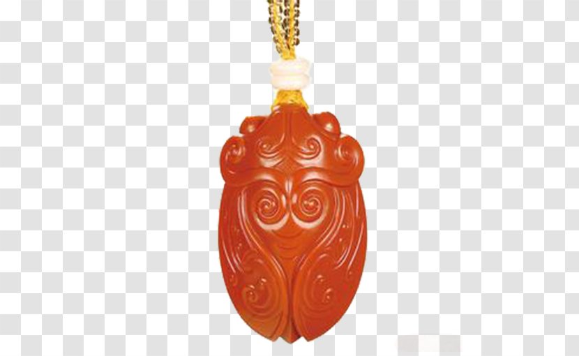 Hotan Agate Red Sculpture Hongshan Culture - Toad Necklace Transparent PNG