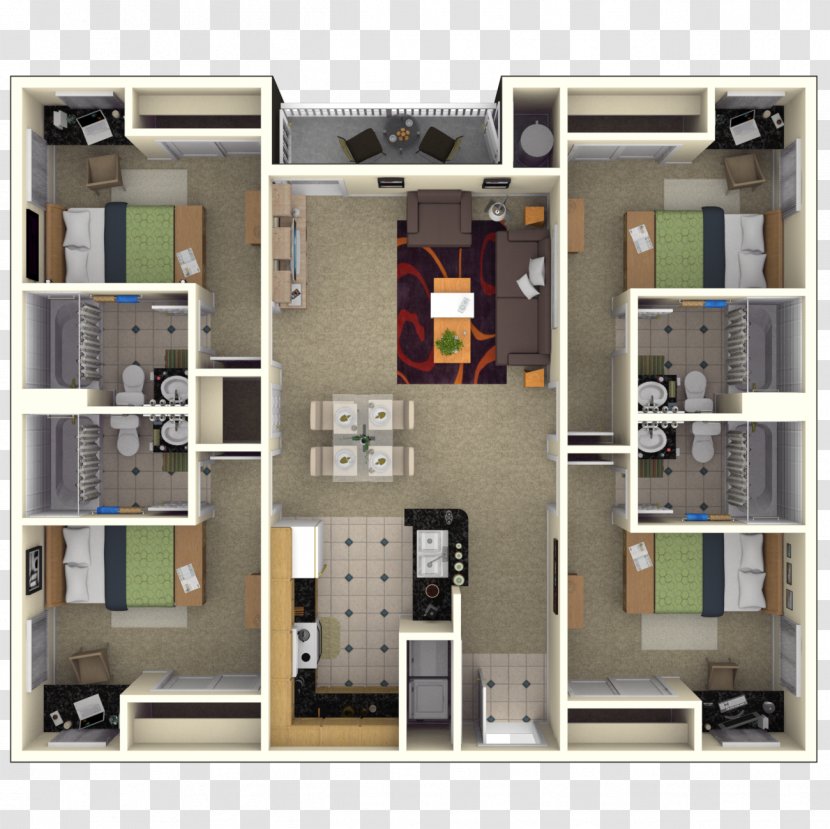 Floor Plan Studio Apartment House Bedroom - Columbia - Complex Transparent PNG