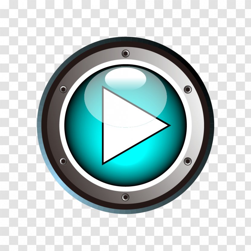 Button Cartoon Download - Blue Play Transparent PNG