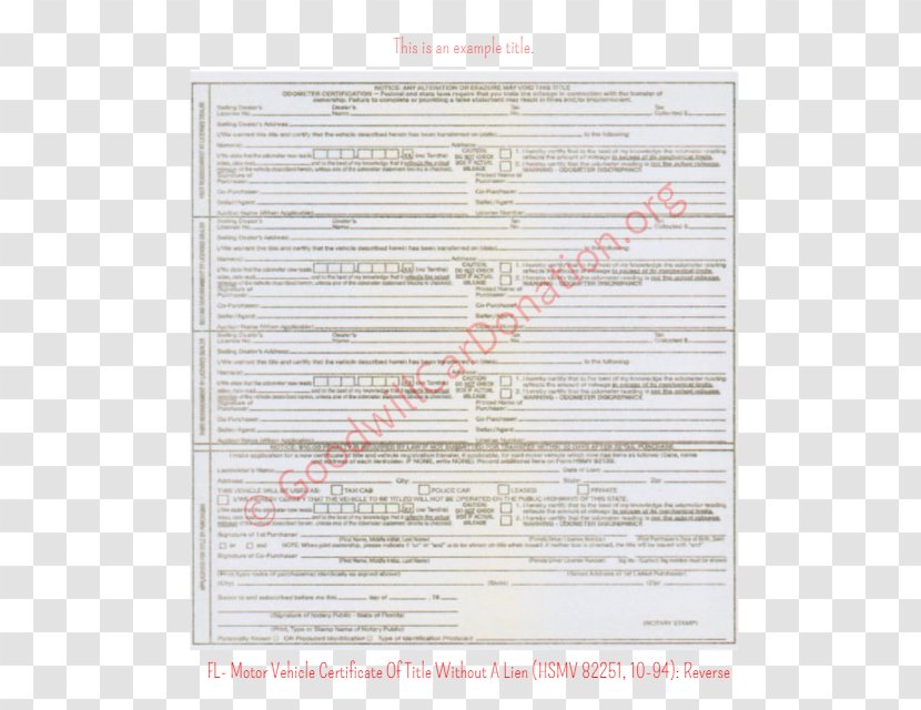 Car Vehicle Title Florida Motor Transparent PNG