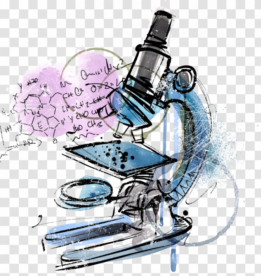 Microscope Cartoon Optical Instrument Illustration - Vector Hand-painted Graffiti Transparent PNG