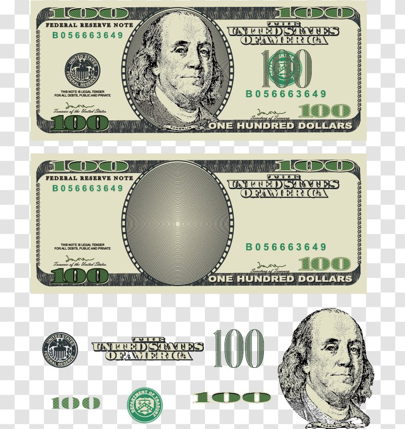 United States Dollar One Hundred-dollar Bill One-dollar Royalty-free - Vector Transparent PNG