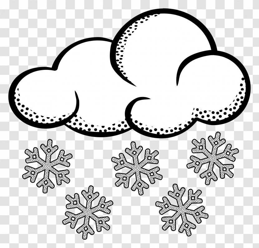 Snowflake Cloud Clip Art - Monochrome - Snow Cliparts Black Transparent PNG