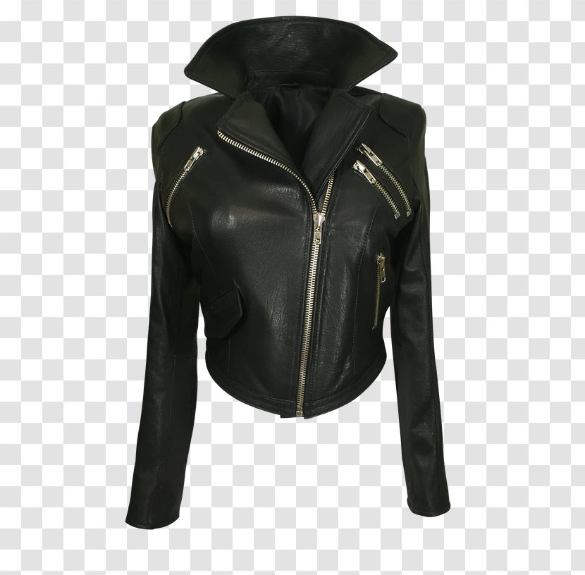 Leather Jacket Zipper Hood - Black - Sheep Suede Coat Transparent PNG