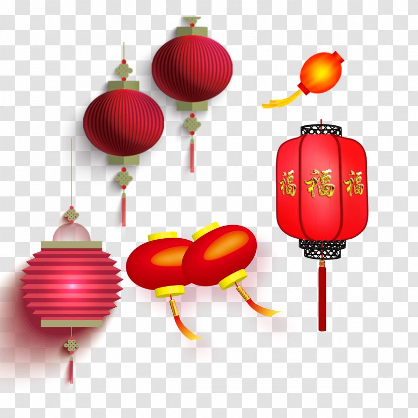 Lantern Lunar New Year Chinese - Festival - Festive Red Lanterns Transparent PNG