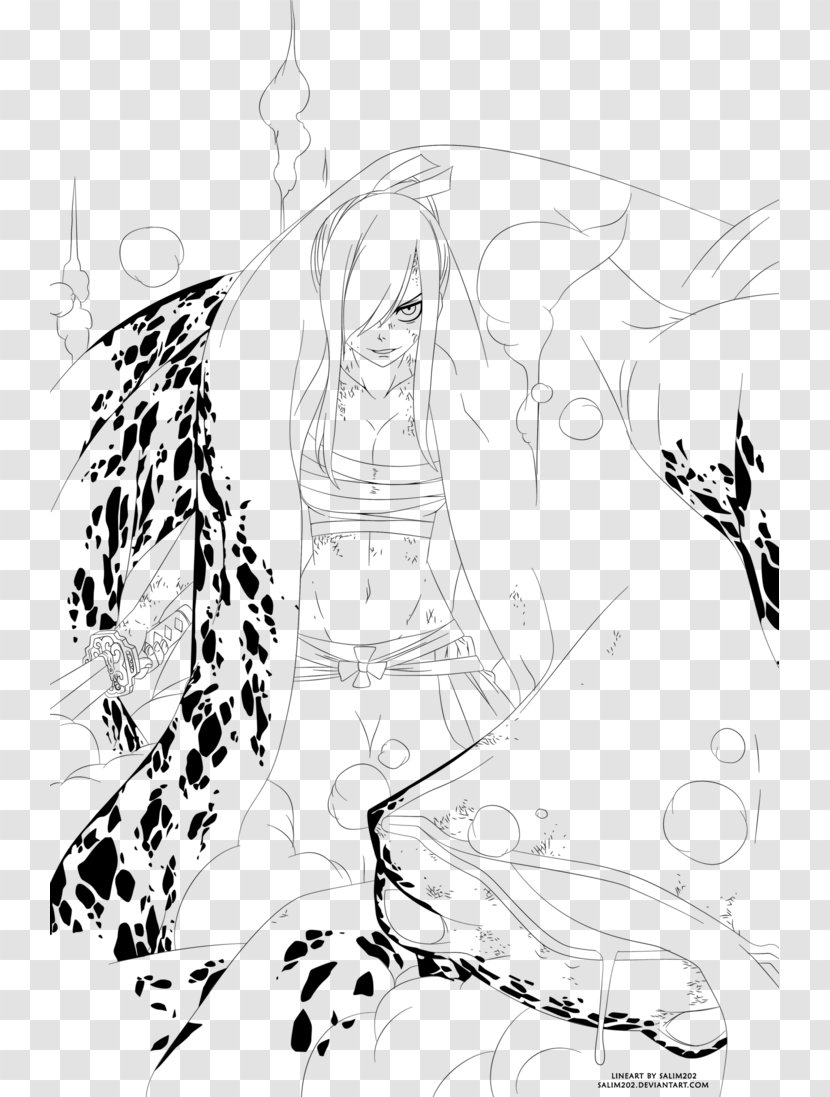 Visual Arts Line Art Cartoon Sketch - Wing - Fairy Tail Erza Transparent PNG
