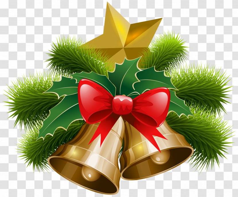 Jingle Bell Christmas Clip Art - Tree - Bells And Bow Image Transparent PNG