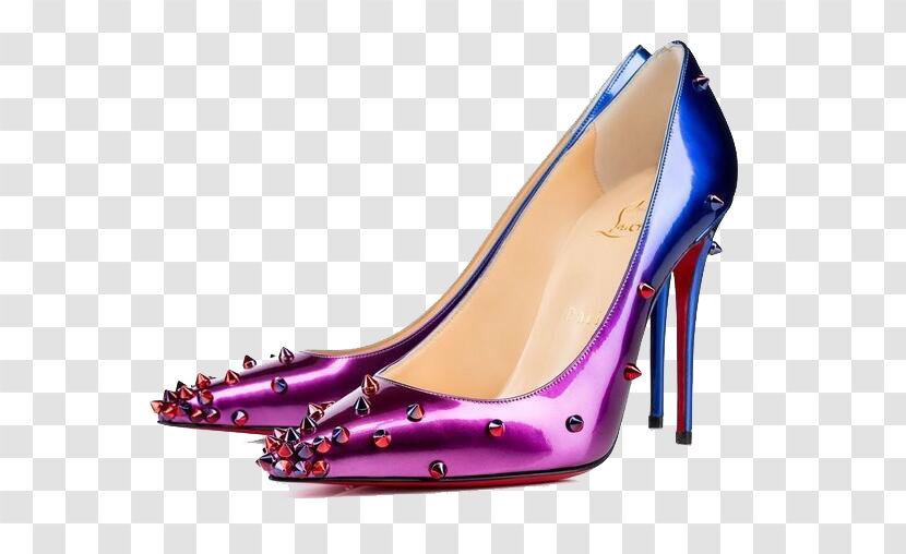 Court Shoe High-heeled Footwear Stiletto Heel Designer - Pink - Purple Gradient Blue Rivet High Heels Transparent PNG