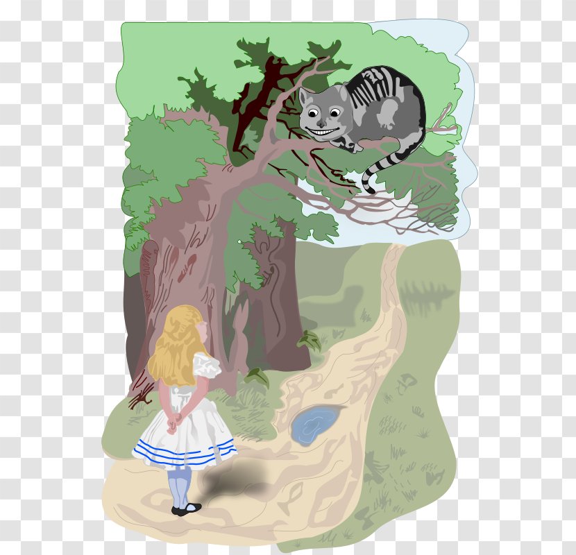 Cheshire Cat Alice's Adventures In Wonderland Drawing - Tree - Alice Vector Transparent PNG