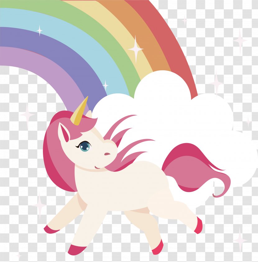 Unicorn T-shirt Rainbow Euclidean Vector Tapestry - Cartoon - The In Dream Transparent PNG