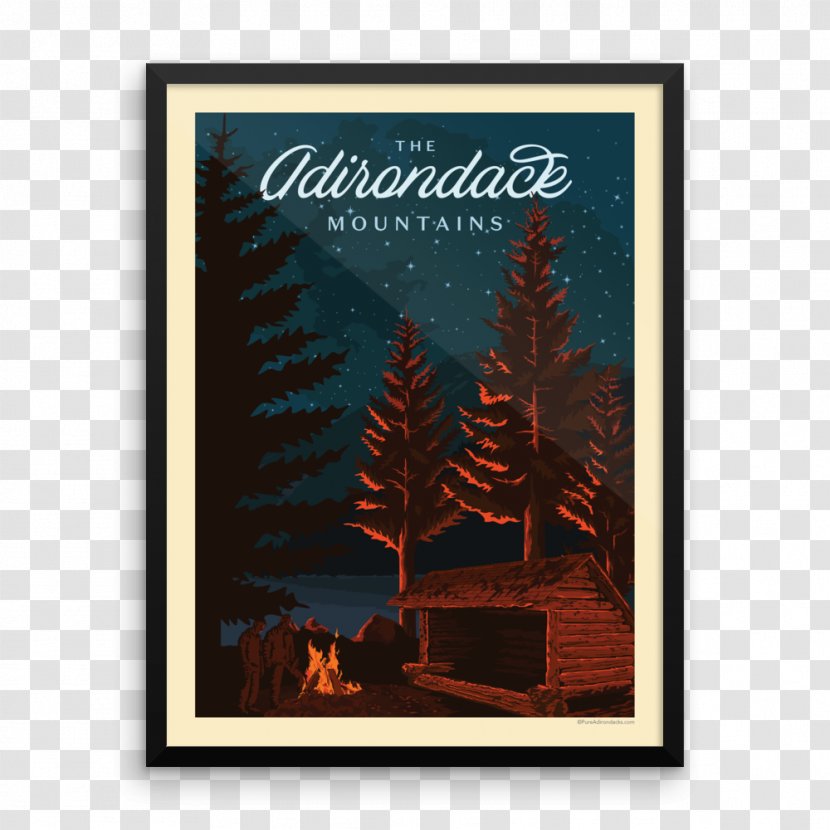 Lake Placid Adirondack Park Long High Peaks Poster - Picture Frames - Retro Transparent PNG