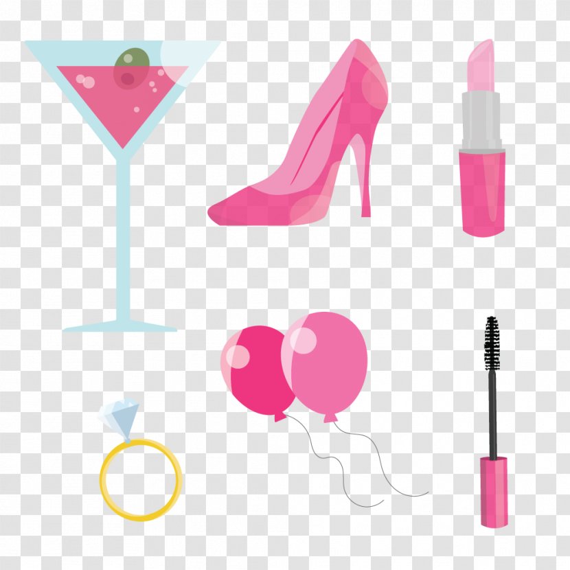 Bachelorette Party Bachelor Clip Art - Vector Pink Elements Transparent PNG
