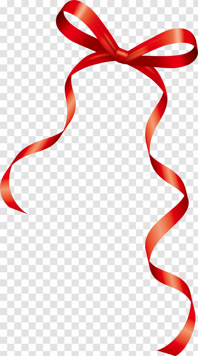 Red Ribbon - Silhouette - Hand Painted Bow Transparent PNG