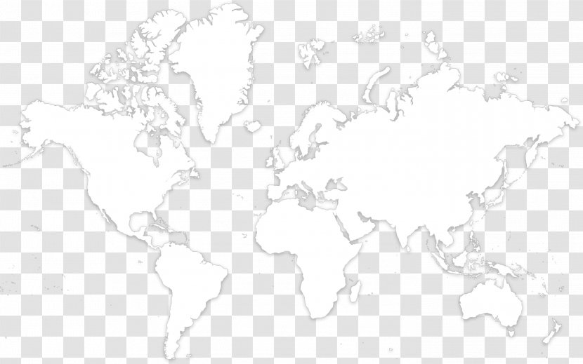World Map White Line Art Sketch - Drawing Transparent PNG