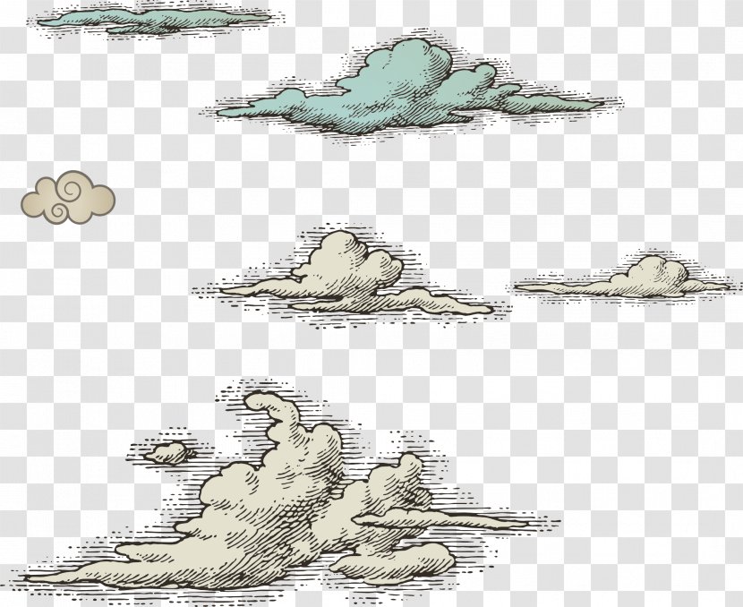 Cloud Euclidean Vector Illustration - Clouds Pen Drawing Transparent PNG