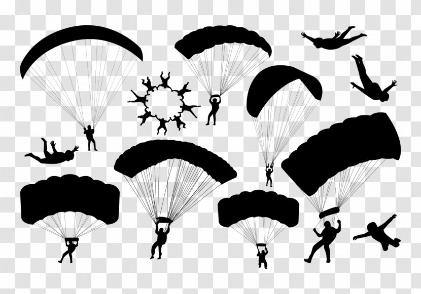 Parachuting Parachute Silhouette Airplane Transparent PNG