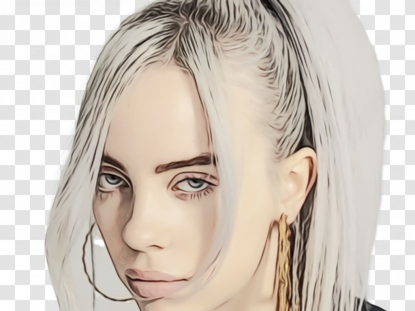 Billie Eilish Background - Chin - Feathered Hair Lace Wig Transparent PNG