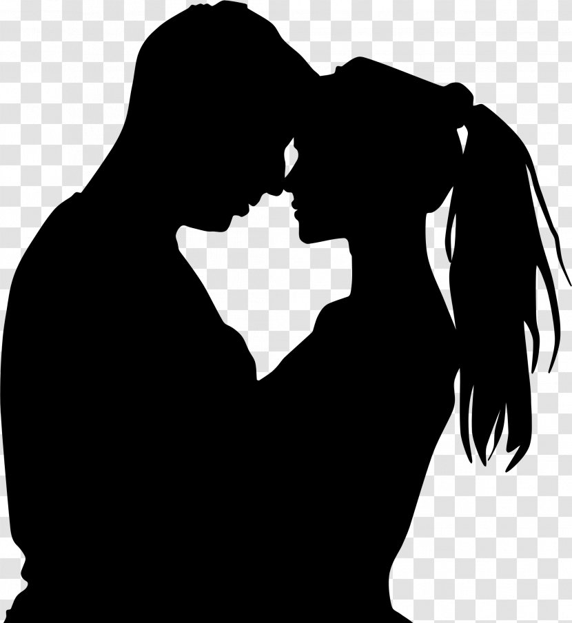 Silhouette Love Romance Male Black-and-white - Kiss - Gesture Transparent PNG
