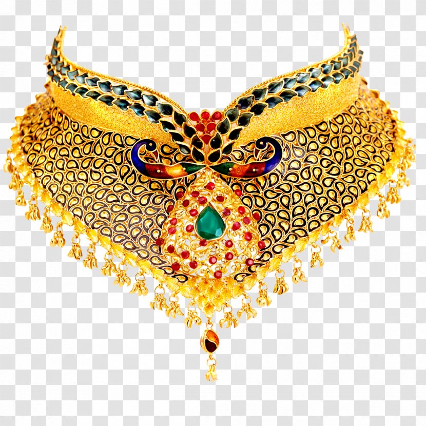 Earring Lalithaa Jewellery Necklace Brooch - Gold Transparent PNG