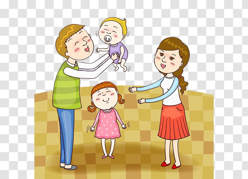 Child Parent Family Illustration - Heart - Parents Hold Their Children Transparent PNG