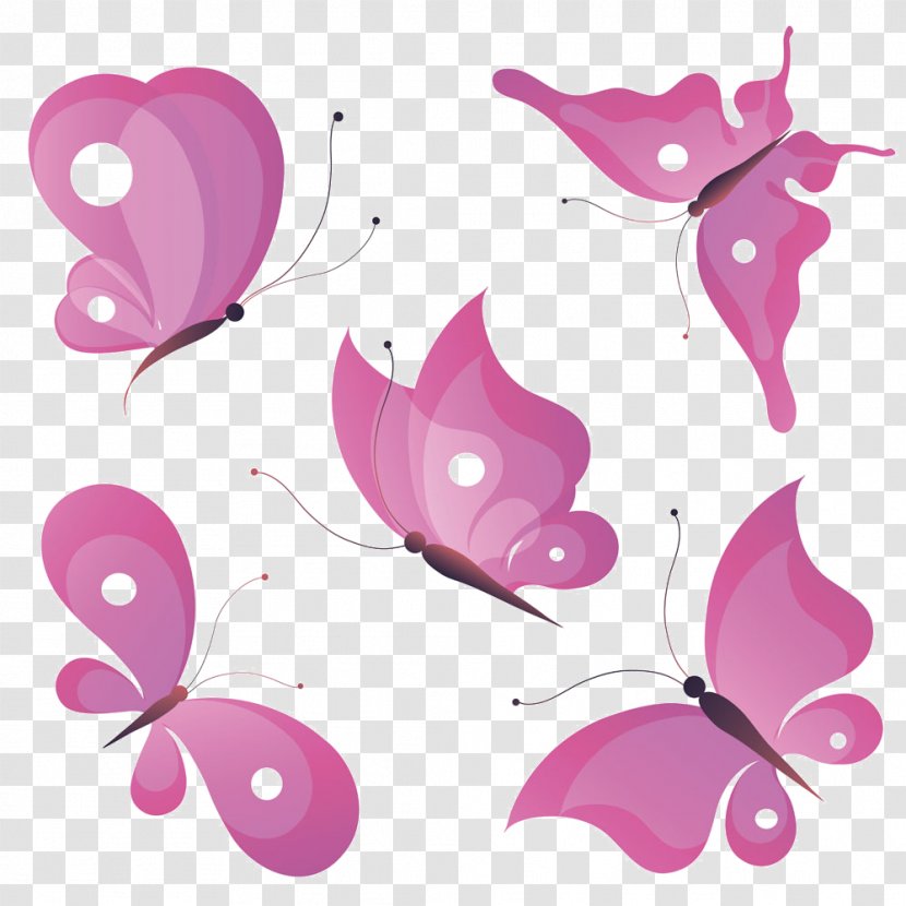Butterfly Silhouette Clip Art - Pink Transparent PNG