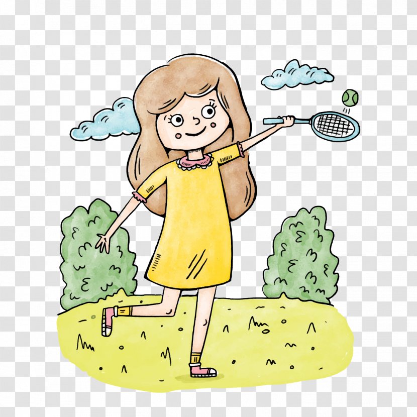 Tennis Child Cartoon Illustration - Silhouette - Vector Play Transparent PNG