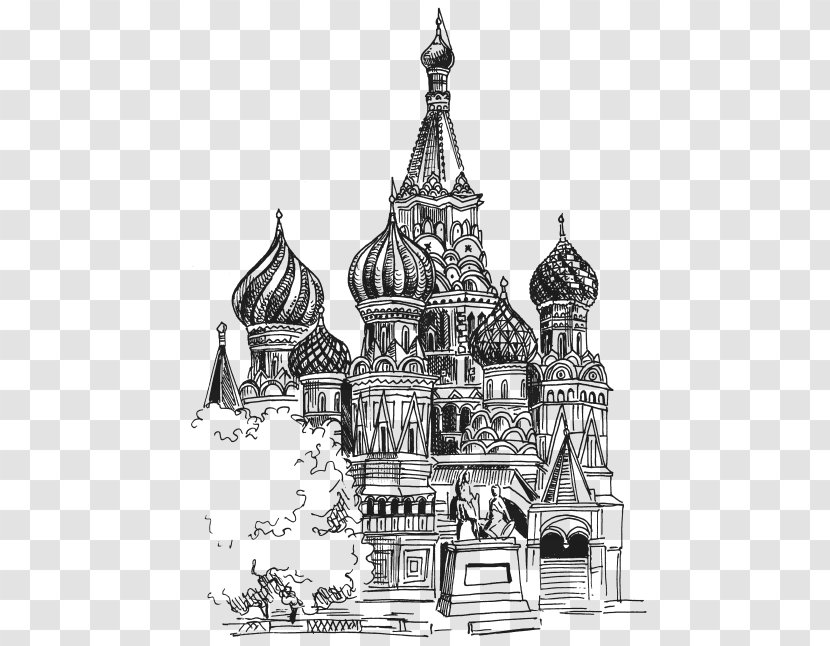 Saint Basil's Cathedral Church Of The Savior On Blood - Monochrome Photography Transparent PNG