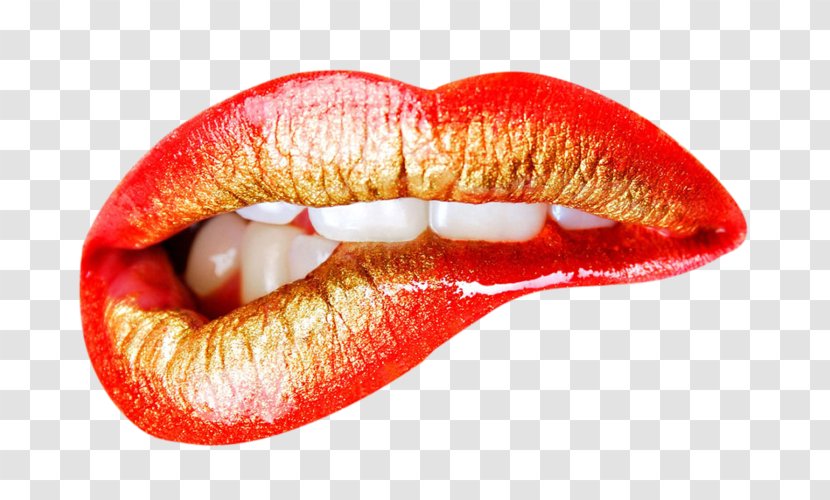 Lip Mouth Clip Art - Gold Kiss Transparent PNG