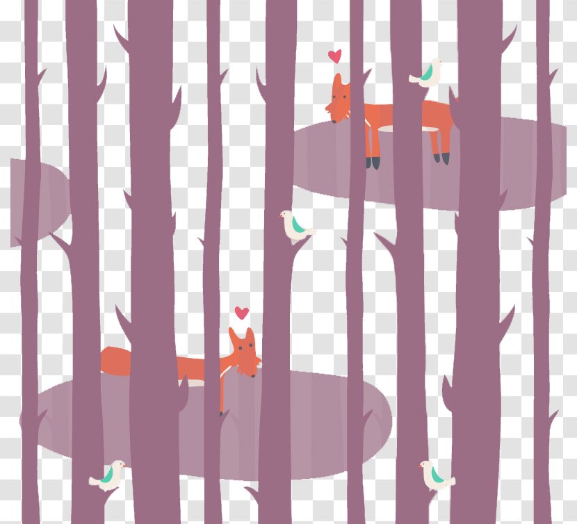 Euclidean Vector Download Illustration - Pink - Cartoon Forest Fox Illustrator Material Transparent PNG