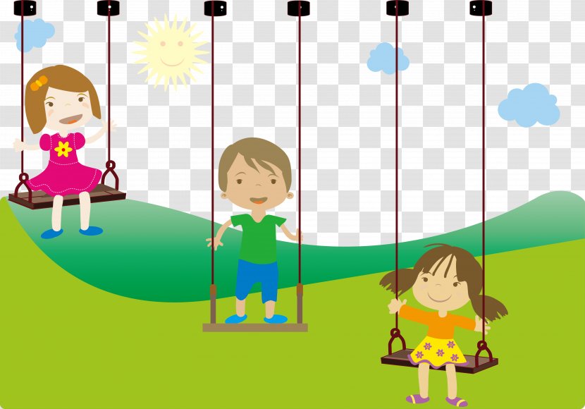 Child Swing Play Illustration - Flower - Man Vector Transparent PNG