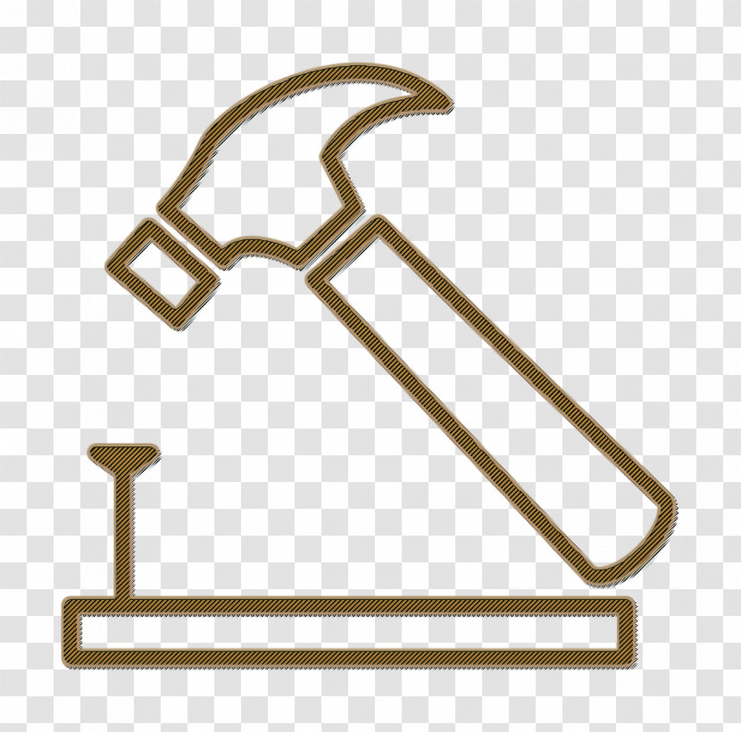 Hammer And Nail On Wood Outline Icon Nail Icon Do It Yourself Icon Transparent PNG