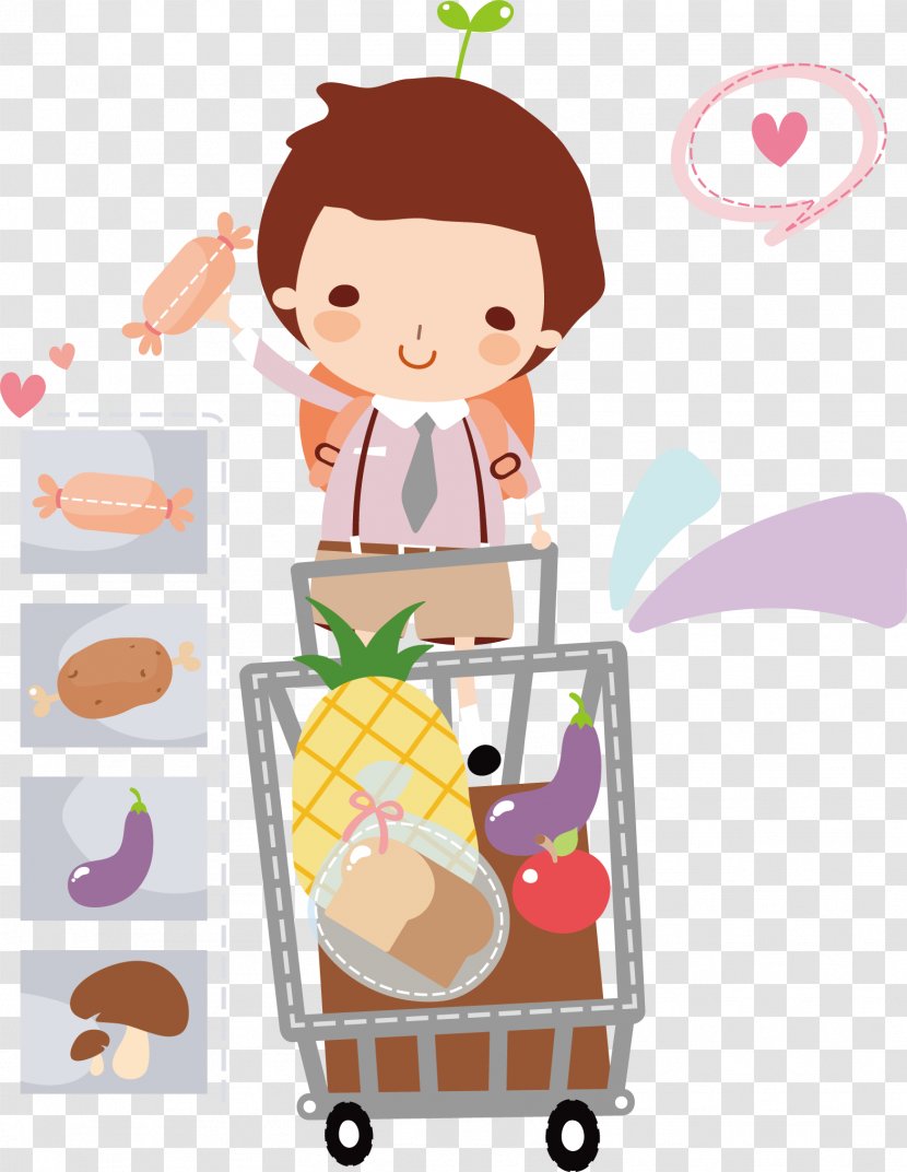 Shopping Cartoon Illustration - Children's Refrigerator Poster Promotional Material Transparent PNG