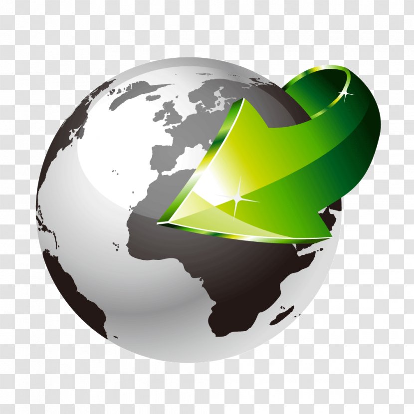 Black And White Earth Green Arrow - World Map Transparent PNG