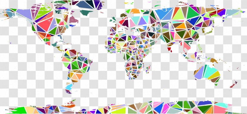 Globe World Map Clip Art - Information - Color Low Polygon Transparent PNG